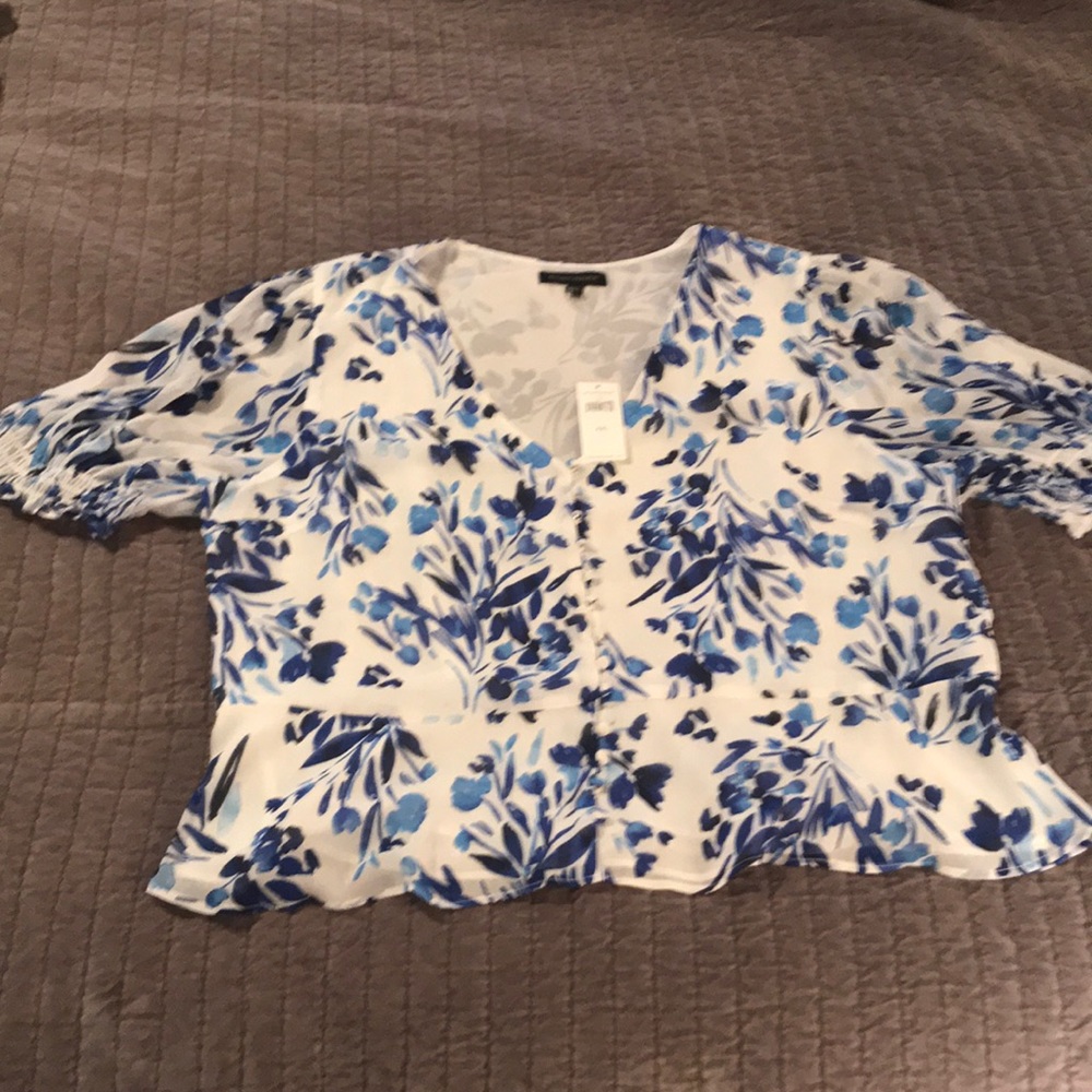 Banana Republic Blue Floral Peplum Top